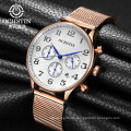 OCHSTIN GQ050D Top Brand Men Luxury Rose Gold Mesh Stainless Steel Wristwatch  Men Slim Classic Quartz Watch